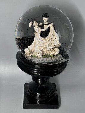 Skeleton Bride Groom Snow Globe Wedding Dance Skull Cemetery Halloween LARGE 12"